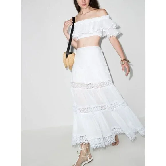 Charo Ruiz Ibiza Cata Top in White XSmall New Womens Cropped Blouse